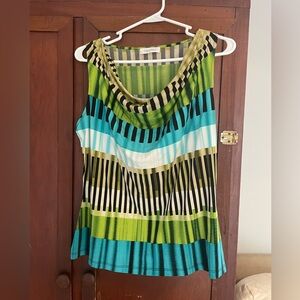 Calvin Klein patterned scoop neck/cowl sleeveless blouse - Size L